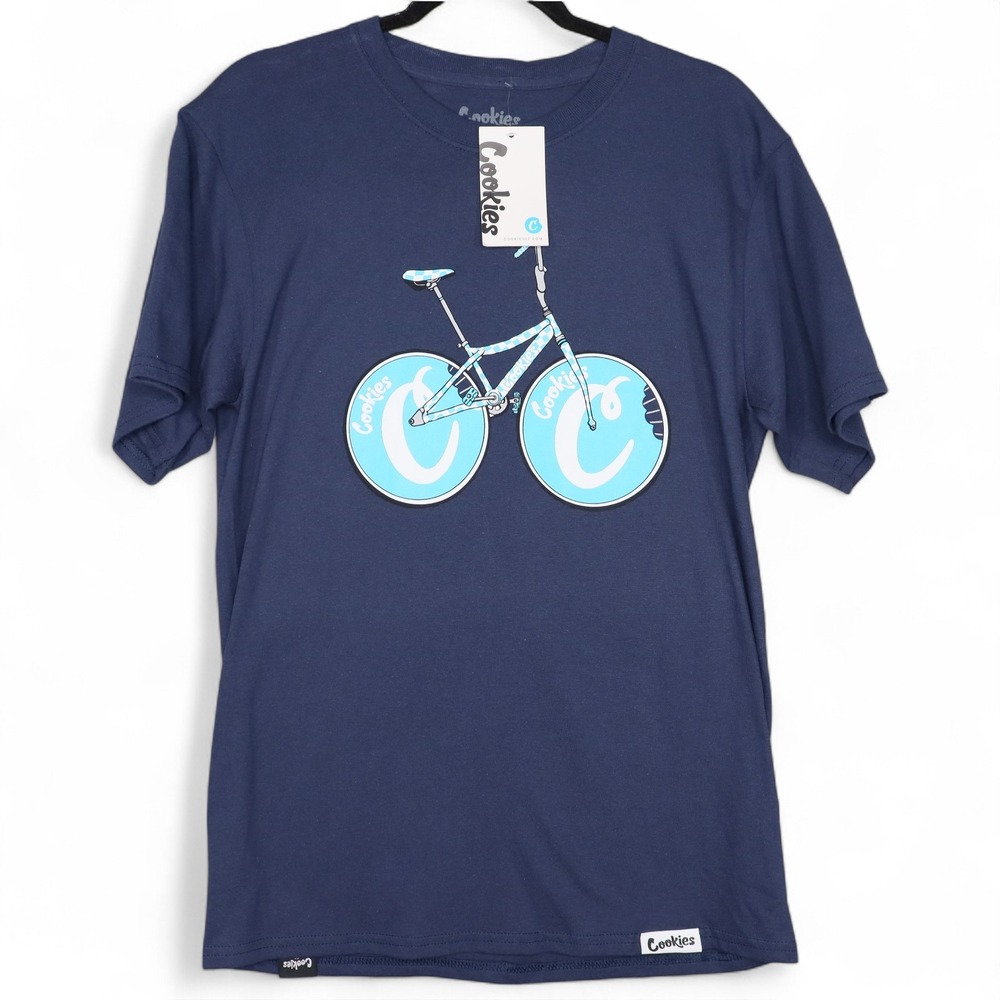 Cookies Bike Graphic T-Shirt Short Sleeve Crew Neck Tee Casual Mens Size M